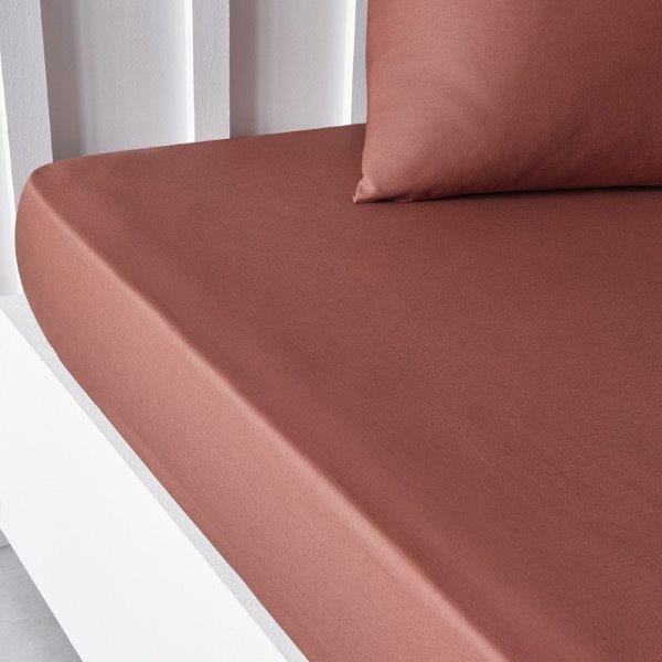 DRAP HOUSSE 140 x 190 cm Coton MARRON – NOUMEA PAS CHER