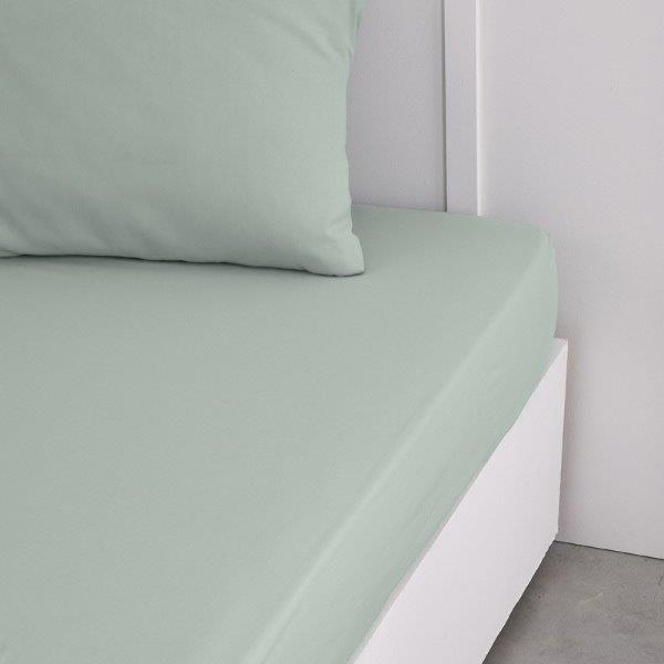 DRAP HOUSSE 90 x 200 cm Coton VERT – NOUMEA PAS CHER